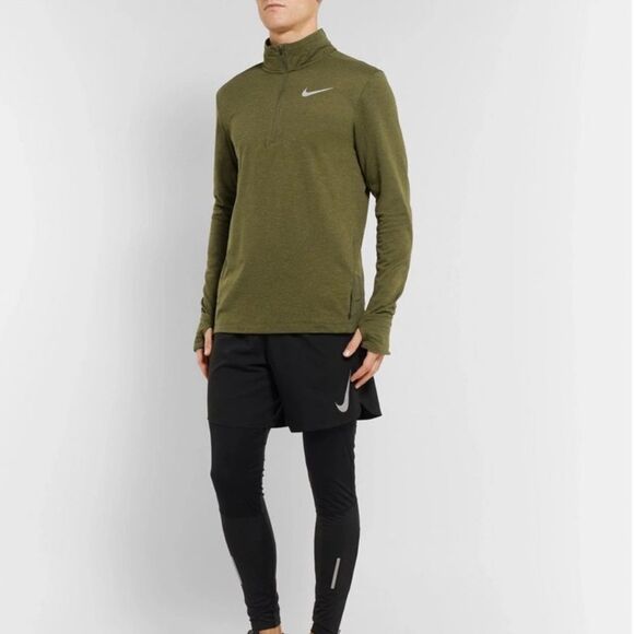 Nike Element Men's XL 1/2 Zip Dri-FIT Long Sleeve‎ Running Top - Olive Green - Picture 1 of 9